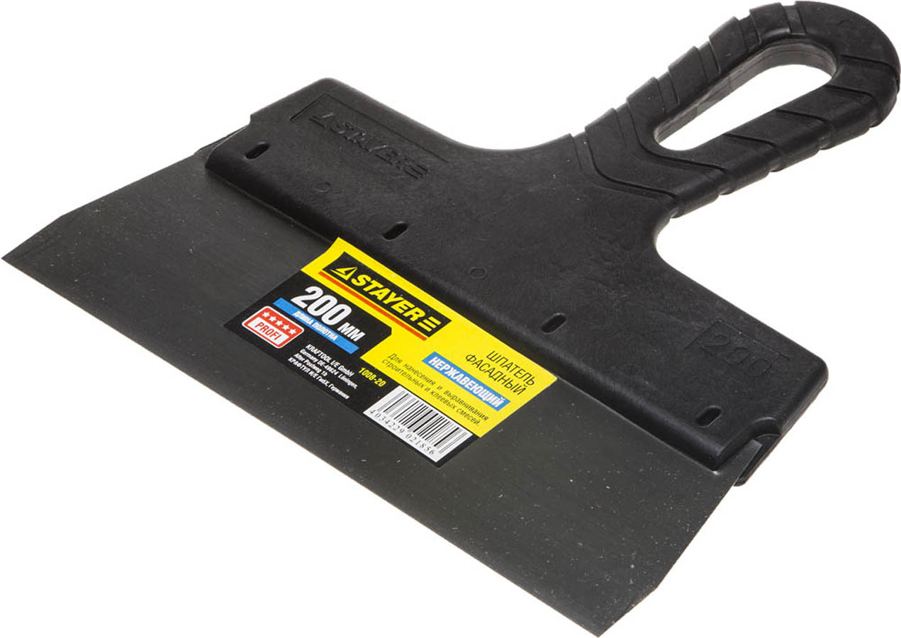 Фото Шпатель фасадный STAYER 200 мм, нержавеющая полотно, пластмассовая рукоятка, 1008-20