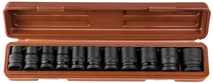 Фото Набор головок торцевых для ударного инструмента 1/2"DR, 10-24 мм, 11 предметов, Ombra