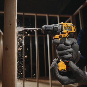 Работа с фанерой посредством шуруповерта DeWALT DCD701D2