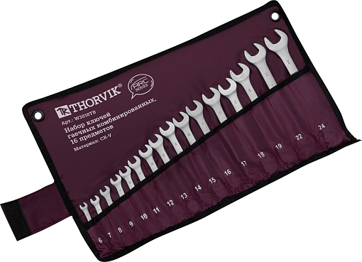 Фото 2 товара Набор ключей гаечных комбинированных серии ARC в сумке, 6-24 мм, 16 предметов, THORVIK