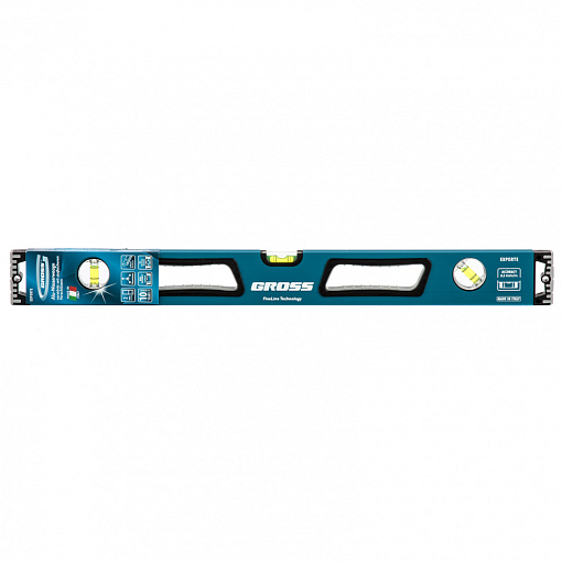 Фото 4 товара Уровень алюминиевый, 600 мм, усиленный с ударопрочными заглушками, рукоятки, 3 глазка Gross