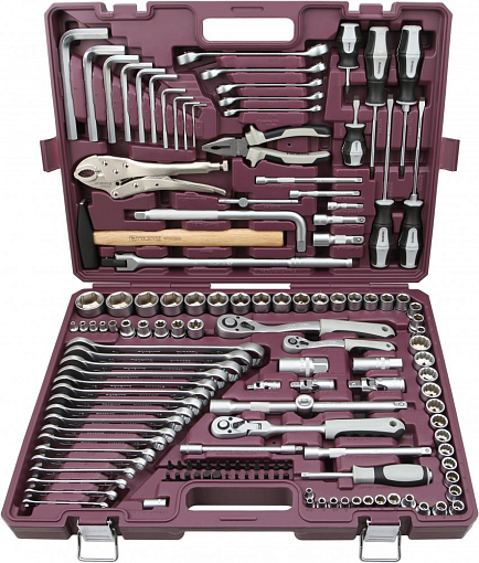 Фото 1 товара Набор инструмента универсальный 1/4", 3/8" и 1/2"DR, 142 предмета, THORVIK