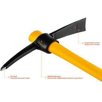 Кирка с фиберглассовой рукояткой STAYER 1000 г, 900 мм, 20179-10 - фото 4