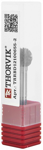 Фото 4 товара Борфреза твердосплавная сферическая, тип D, 12 мм, двойная насечка, в боксе, THORVIK
