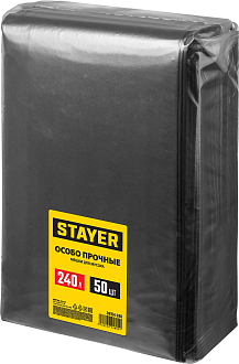 Мешки для строительного мусора STAYER HEAVY DUTY 39154-240 240л, черный, 50шт., особопрочные - фото 2