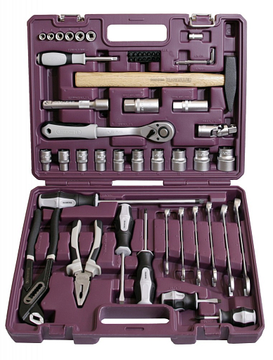 Фото 1 товара Набор инструмента универсальный 1/4", 1/2"DR, 56 предметов, THORVIK