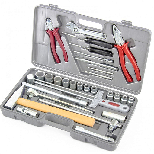 Фото 0 товара Набор слесарно-шоферского инструмента "Универсал-2", пласт. бокс (29 пред.) (НИЗ) Россия