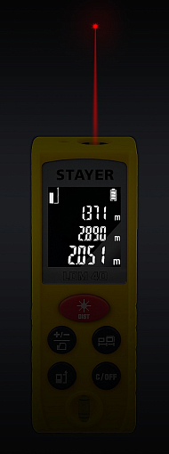 Фото 1 товара Лазерный дальномер STAYER 34956 Professional дальность 40 м, 5 функций