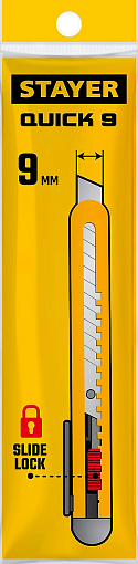 Фото 4 товара Нож QUICK-9 STAYER 9 мм, сегментированное лезвие, 0901_z01