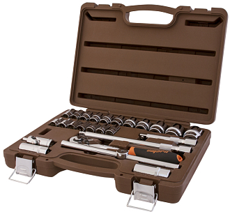 Набор головок торцевых с аксессуарами 1/2"DR, 8-32 мм, 25 предметов, Ombra - фото 1