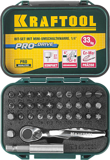 Набор битов с мини-трещоткой KRAFTOOL, 26157-H33 Профессионал 33 шт., Cr-V - фото 2