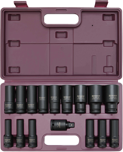 Фото 0 товара Набор головок торцевых ударных глубоких 1/2"DR, 10-32 мм, 16 предметов, THORVIK