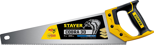 Фото 0 товара Ножовка универсальная (пила) COBRA 3D STAYER 7 TPI, 400 мм, 1512-40_z01 Professional