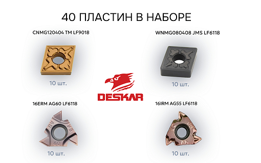 Фото 5 товара Набор резцов токарных 25х25 мм с пластинами по металлу (сталь) DESKAR 1.0