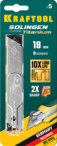 Фото 3 товара Лезвия 18 мм, 5 шт сегментированные TiN SGT-18, Kraftool