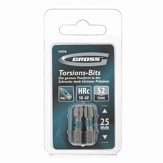 Набор бит торсионных PH2 x 25 мм, для ударных шуруповертов, 10 шт. Gross - фото 1