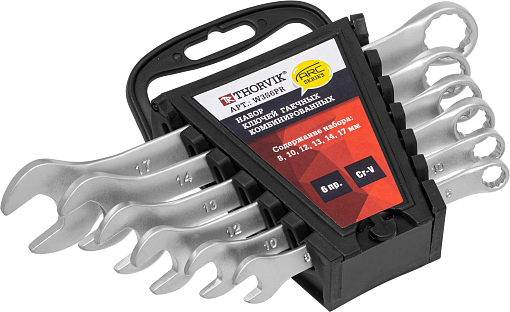 Фото 0 товара Набор ключей гаечных комбинированных серии ARC на держателе, 8-17 мм, 6 предметов, THORVIK