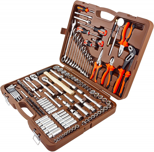 Фото 1 товара Набор инструмента универсальный 1/4", 3/8" и 1/2"DR, 150 предметов, Ombra