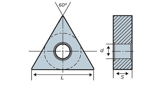 Фото 1 товара TNMG160404L-S LF90 токарная пластина Deskar