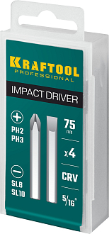 Набор бит для ударной отвертки KRAFTOOL, 25552 4 шт, 75 мм - фото 4