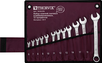 Набор ключей гаечных комбинированных серии ARC в сумке, 12 предметов (6-14,17,19,22 мм) (в тубусе Thorvik), THORVIK - фото 1