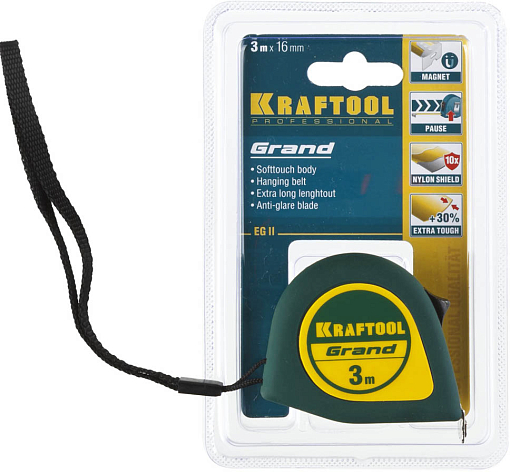 Фото 3 товара Рулетка KRAFTOOL GRAND 34022-03-16 3 м х 16 мм