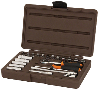 Набор головок торцевых с аксессуарами 1/4"DR, 4-13 мм, 23 предмета, Ombra - фото 2