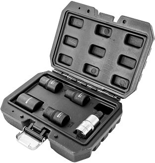 Набор головок торцевых и насадки со вставкой-битой с пятигранным профилем для обслуживания тормозных механизмов 1/2"DR, 5 предметов, THORVIK - фото 3