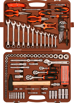 Набор инструмента универсальный 1/4", 3/8" и 1/2"DR, 131 предмет, Ombra - фото 1