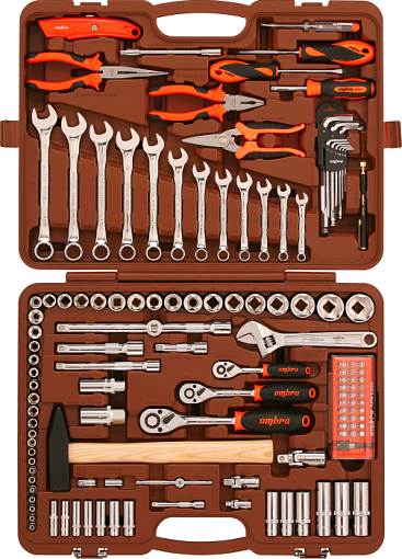 Фото 0 товара Набор инструмента универсальный 1/4", 3/8" и 1/2"DR, 131 предмет, Ombra