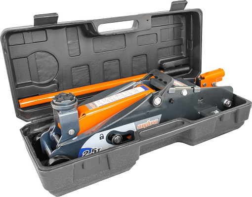 Фото 4 товара Домкрат подкатной 2.5 т. с фиксатором в кейсе, 140-387 мм, Ombra