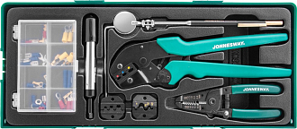 Пресс-клещи обжимные с аксессуарами и расходными материалами в ложементе, Jonnesway - фото 2