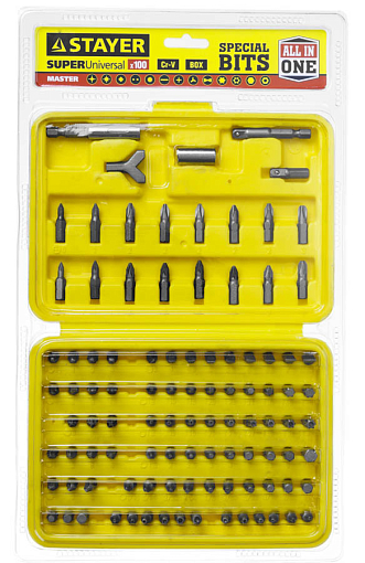 Фото 3 товара Набор бит STAYER 100 шт., Cr-V, 2604-H100