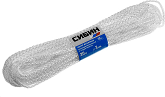 Шнур вязаный полипропиленовый с сердечником СИБИН 20 м, 3 мм,50253 - фото 1