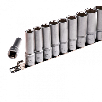 Набор удлиненных торцевых головок 1/2", шестигранные, CrV, 10 шт., 10-22 мм Stels - фото 3
