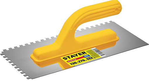 Фото 0 товара Гладилка штукатурная STAYER 130х270 мм, 6х6 мм, нержавеющая, пластмассовая рукоятка, 08012-06_z01