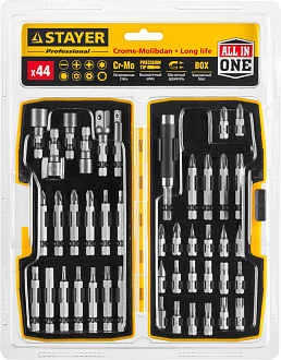 Набор бит, головок и адаптеров STAYER 44 предмета, в ударопрочном компактном боксе, 26135-H44 - фото 5