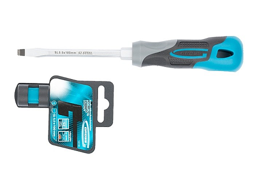 Фото 1 товара Отвертка SL5,5 x 100 мм, S2, трехкомп. рукоятка Gross