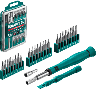 Отвертка Отвёртка для точных работ со сменными битами X-Electronics 28 предметов, Kraftool - фото 2