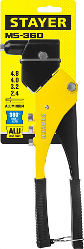 Фото 6 товара Заклепочник поворотный 3110_z01 STAYER заклепки 2,4-4,8 мм из алюминия, литой корпус 0-360°