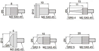 Набор наконечников для индикатора часового типа 6шт стальные, INSIZE - фото 2