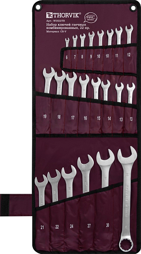 Фото 1 товара Набор ключей гаечных комбинированных серии ARC, 6-32 мм, 22 предметов, THORVIK