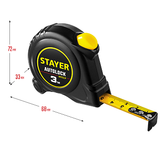 Рулетка STAYER 2-34126-03-16_z02 3 м х 16 мм, с автостопом - фото 4