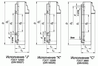 Патрон токарный 3-х кулачковый ручной самоцентрирующийся ПP-630.254.K11 (с) БЗСП - фото 3