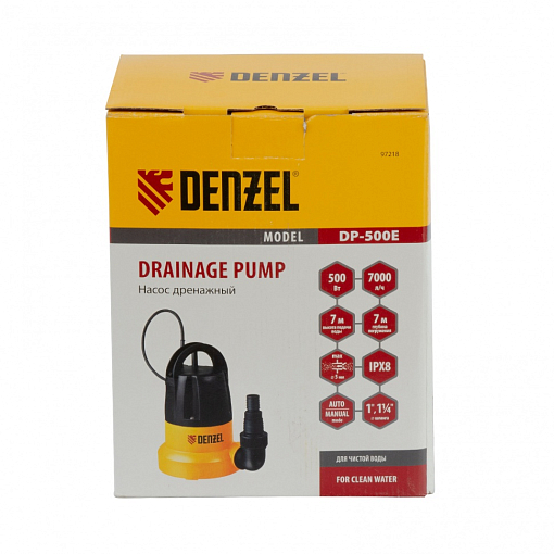 Фото 6 товара Дренажный насос DP500E, 500 Вт, подъем 7 м, 7000 л/ч Denzel