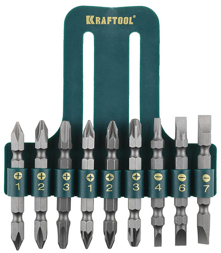 Фото 0 товара Набор бит KRAFTOOL 26060-H10 9 шт., Cr-V