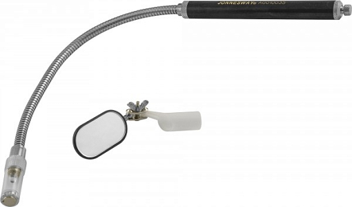 Фото 0 товара Телескопическое зеркало гибкое прямоугольное (25х50 мм) с магнитом и подсветкой, Jonnesway