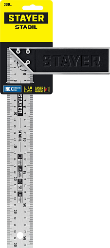 Фото 5 товара Угольник с нержавеющим полотном STAYER STABIL 3431-30_z02 300 мм, столярный
