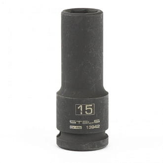 Головка ударная удлиненная шестигранная, 15 мм, 1/2, CrMo Stels - фото 1