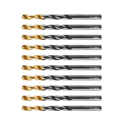 Фото 1 товара Сверло по металлу 3,5 мм, HSS-Tin, Golden Tip, 10 шт. Denzel